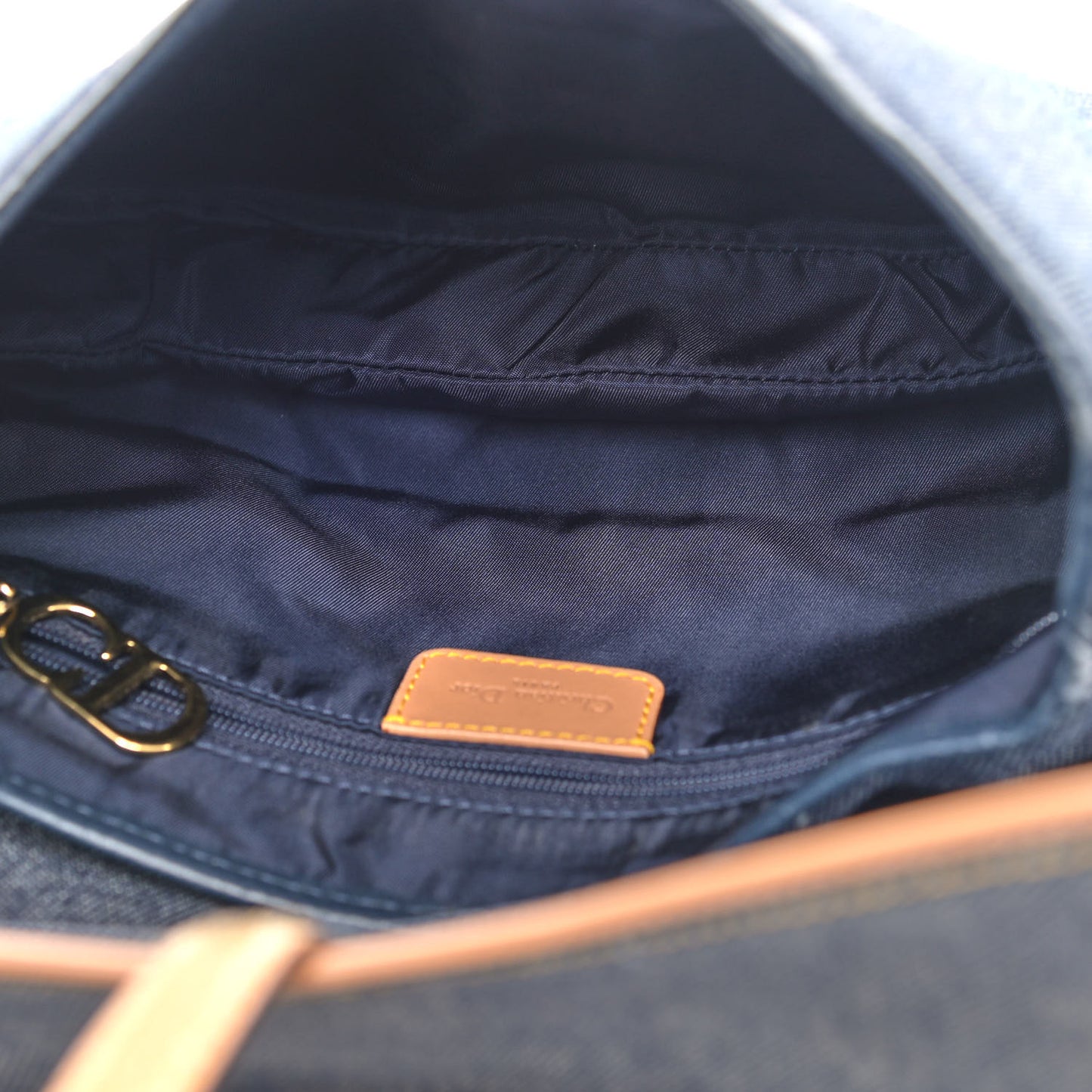 Denim Calfskin Double Saddle Bag Blue
