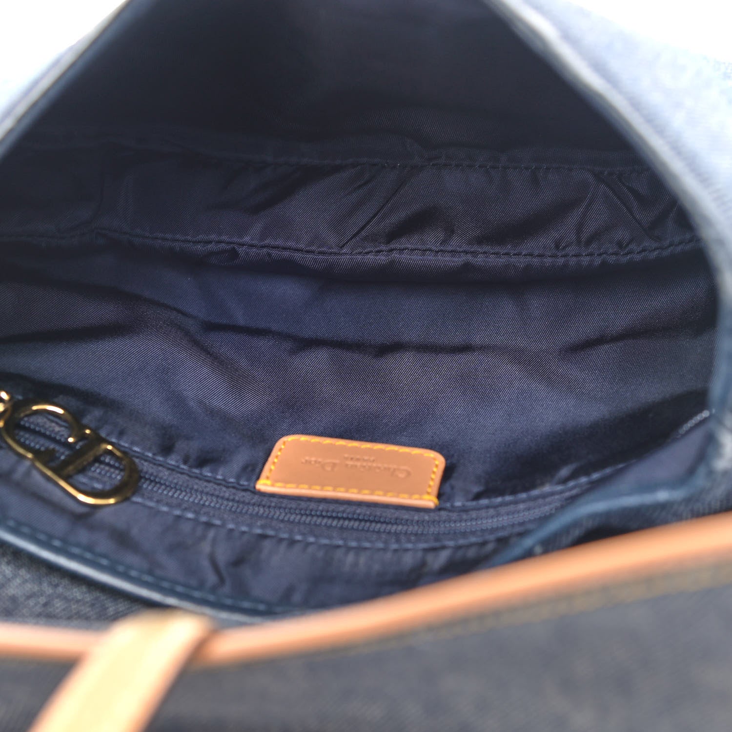 Christian Dior Denim Calfskin Double Saddle Bag Blue 4 of 10