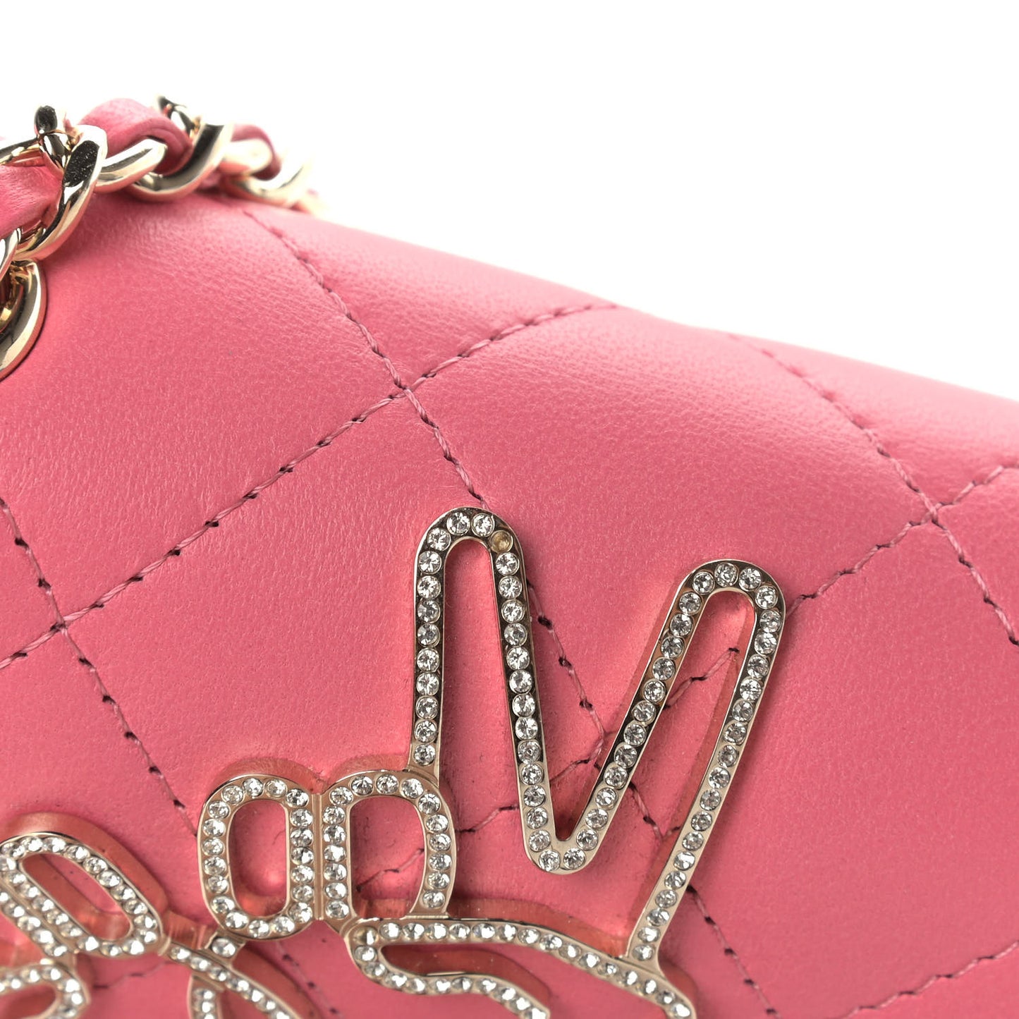 Lambskin Quilted Extra Mini V For Victory Flap Pink