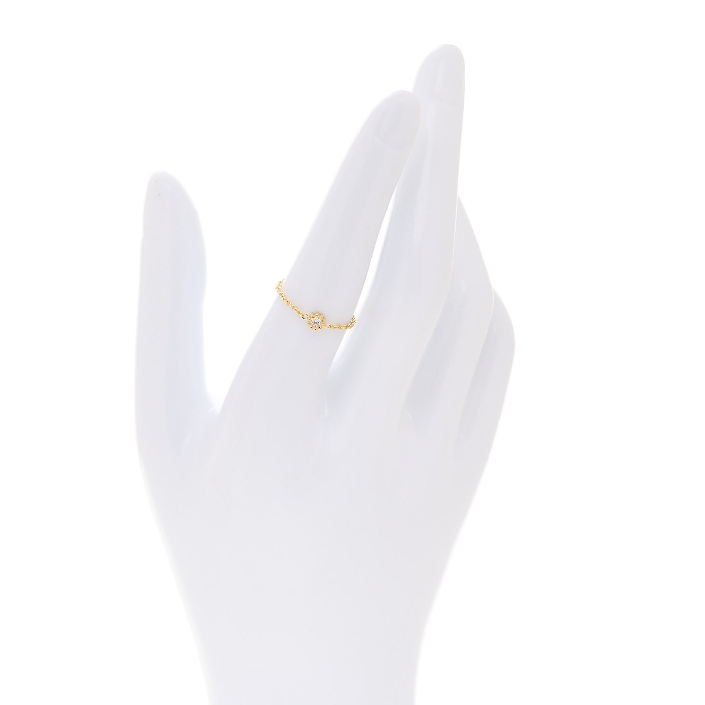 18K Yellow Gold Diamond Mimirose Chain Ring 53 6.25