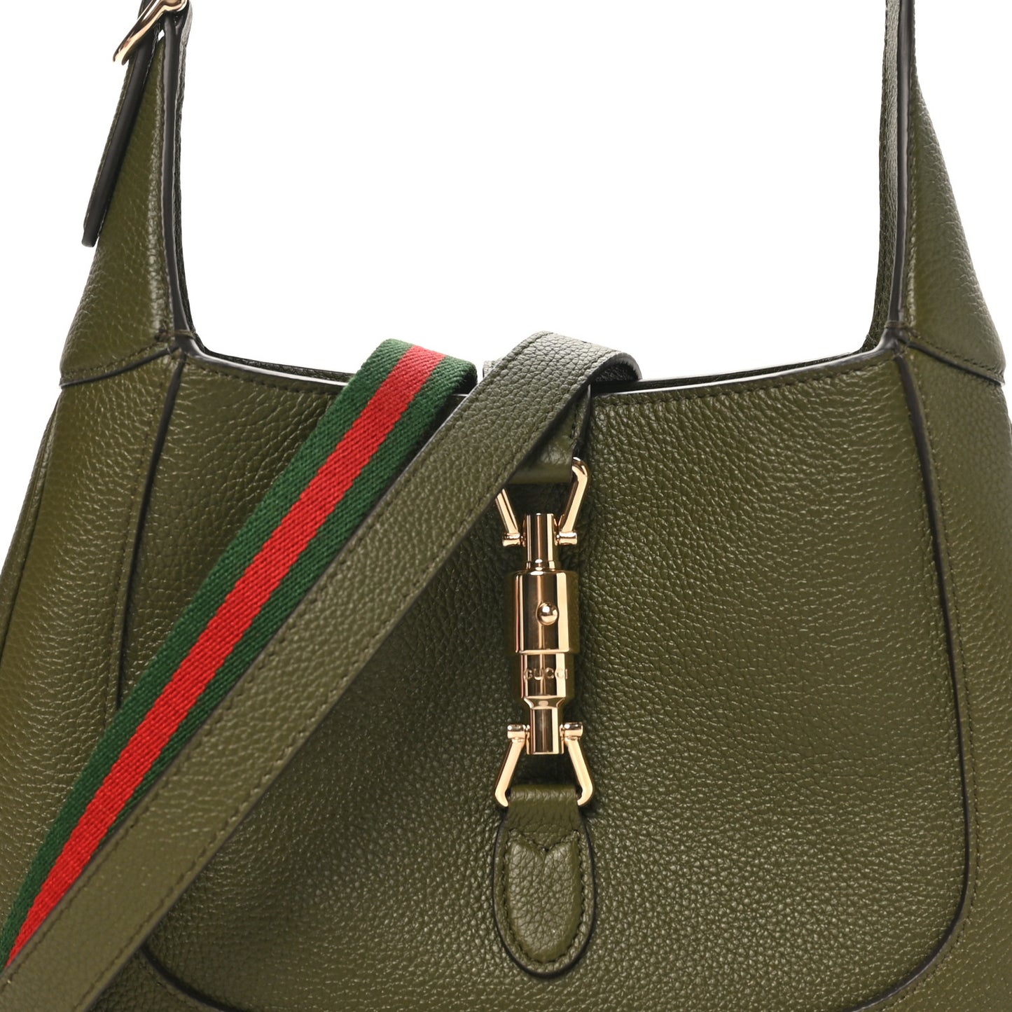 Grand Prix Calfskin Web Medium Jackie 1961 Hobo Dark Green