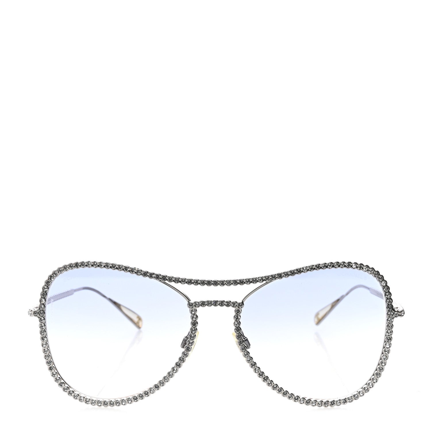 Chanel Crystal Aviator Sunglasses 4121-B Silver 2 of 8