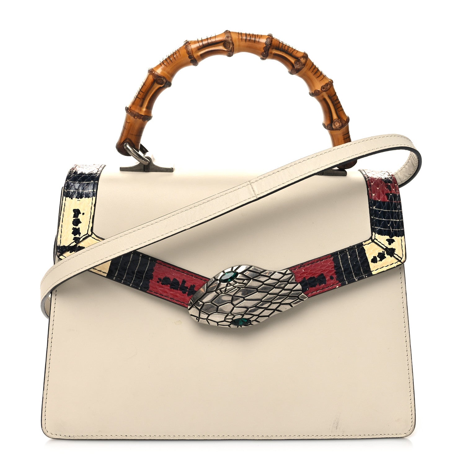Gucci Calfskin Snakeskin Small Lilith Top Handle Bag White 1 of 13