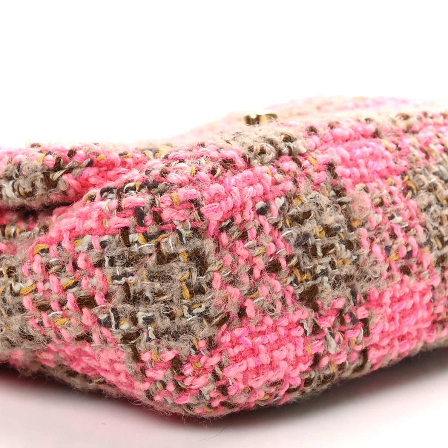 Chanel Wool Tweed Quilted Small Elegant Chain Flap Pink Brown 9 of 10