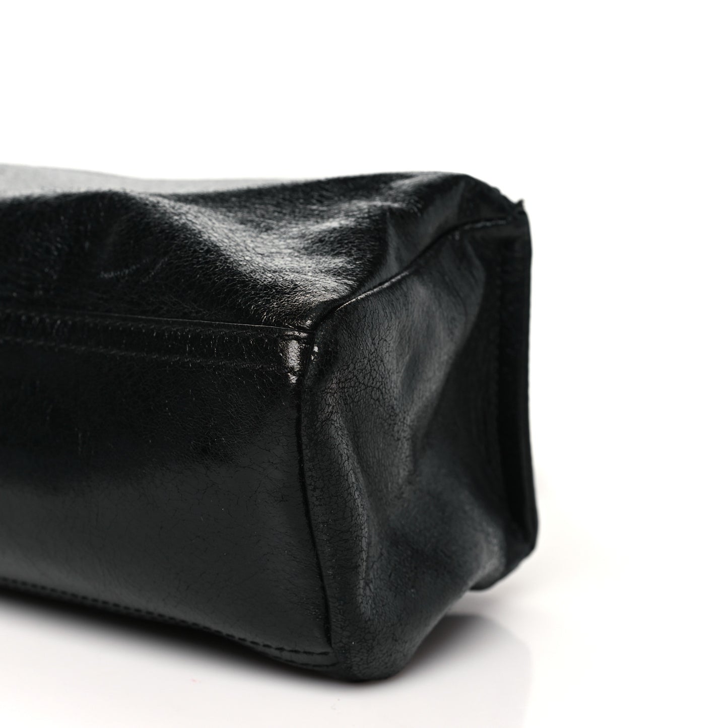 Crinkled Patent Deerskin Mini Pandora Black