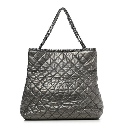 Chanel Metallic Aged Calfskin Quilted Large Chain Me Tote Silver 1 of 11