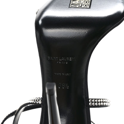 Saint Laurent Satin Crystal Ava 105 Sandals 38.5 Black 6 of 8