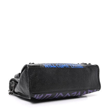 Balenciaga Agneau Arena Graffiti All Over Classic Hardware S City Black Bleu Violet 4 of 9