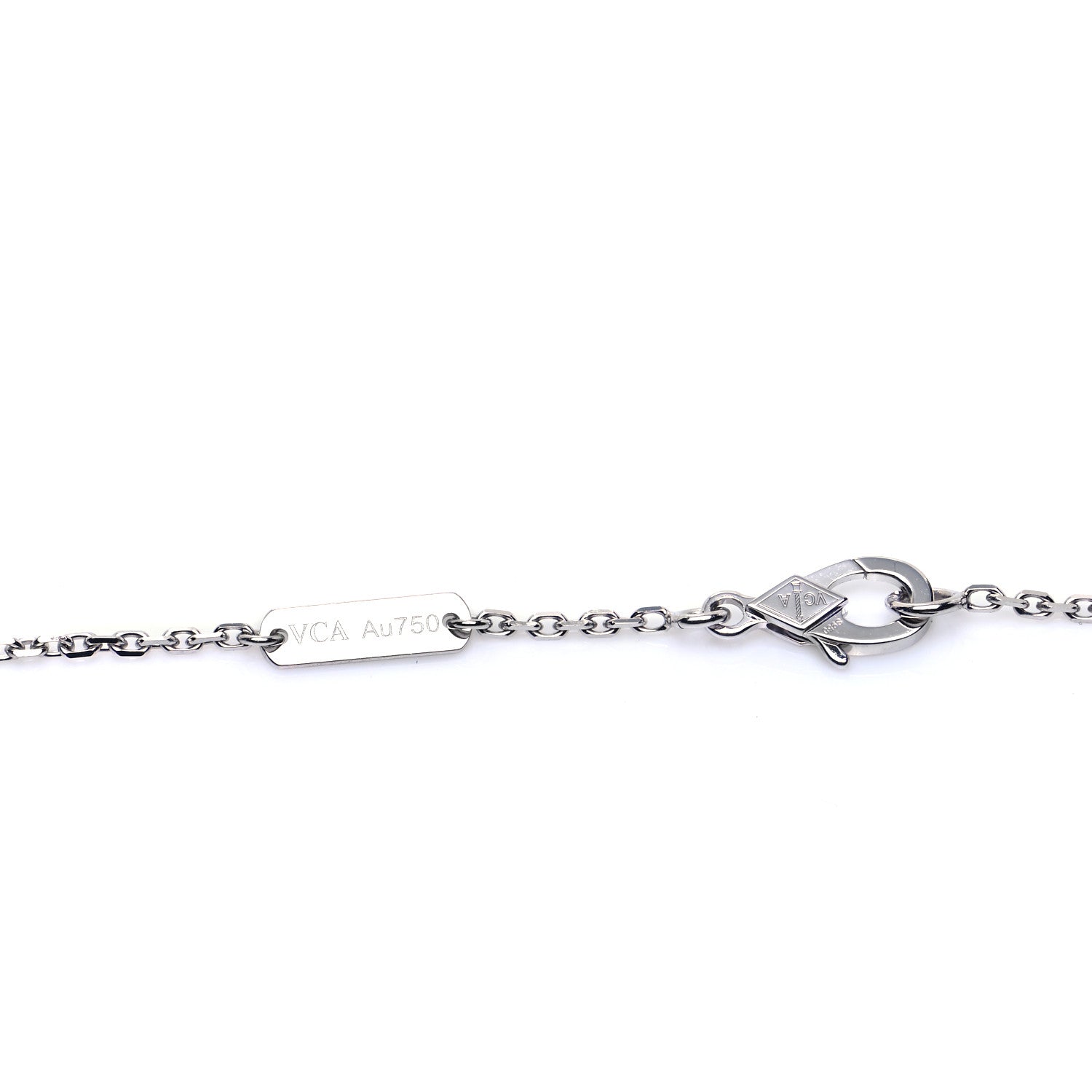 Van Cleef & Arpels 18K White Gold Diamond Guilloche Vintage Alhambra Pendant Necklace 4 of 7