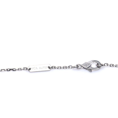 Van Cleef & Arpels 18K White Gold Diamond Guilloche Vintage Alhambra Pendant Necklace 4 of 7
