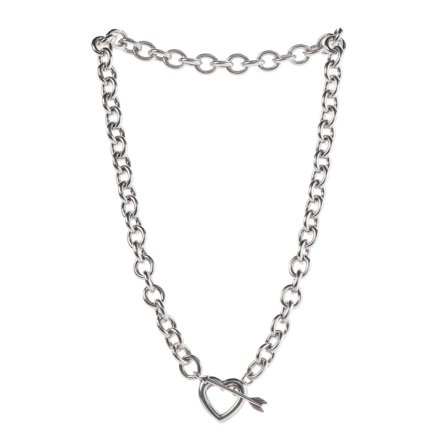 Sterling Silver Heart and Arrow Toggle Necklace
