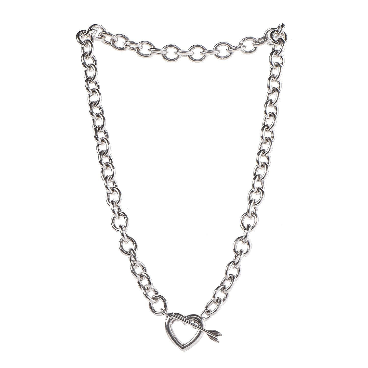 Tiffany Sterling Silver Heart and Arrow Toggle Necklace 4 of 5