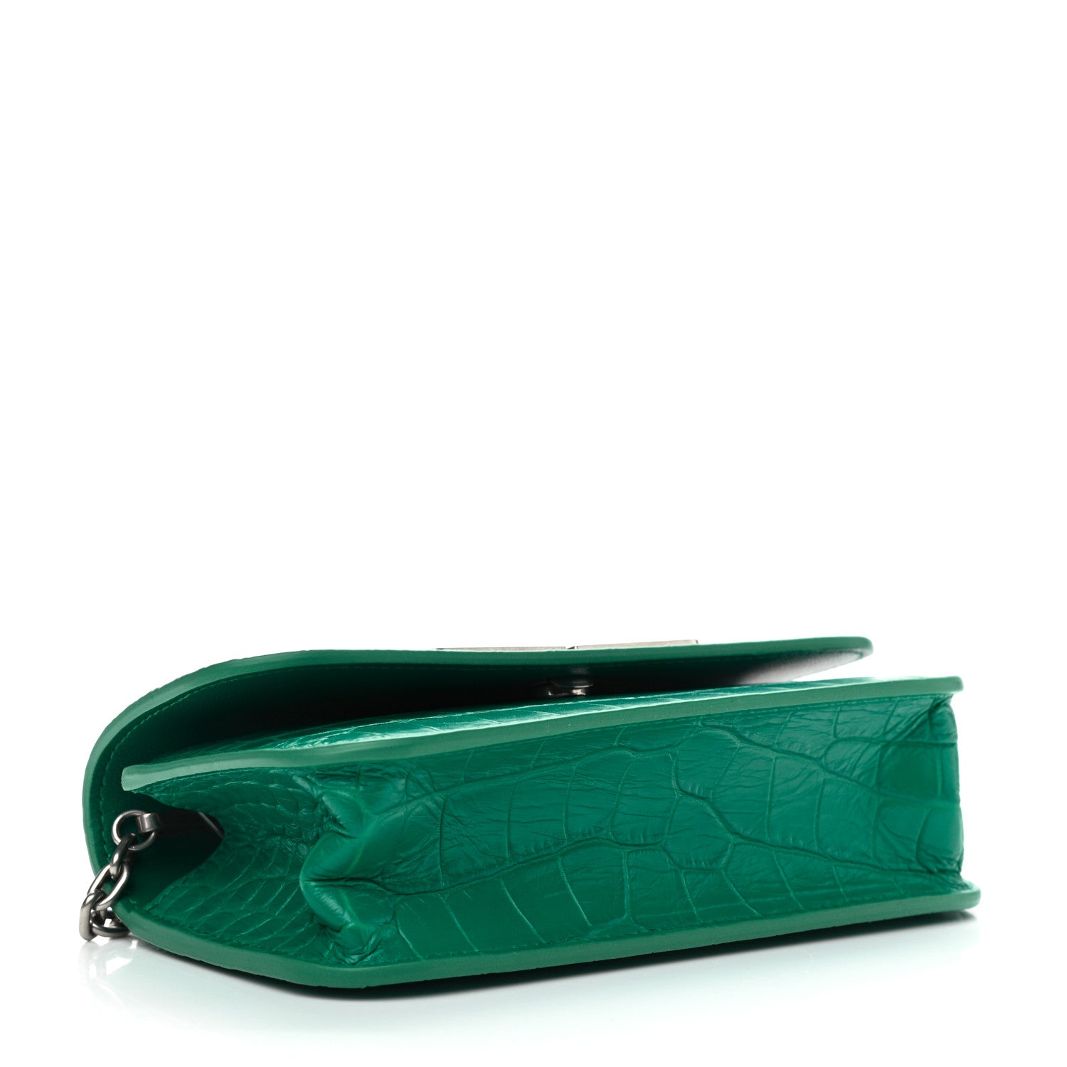 Balenciaga Extra Supple Calfskin Crocodile Embossed Gossip Wallet On Chain Jade 4 of 9