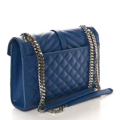Saint Laurent Grain De Poudre Textured Mixed Matelasse Triquilt Medium Monogram Satchel Denim 3 of 11