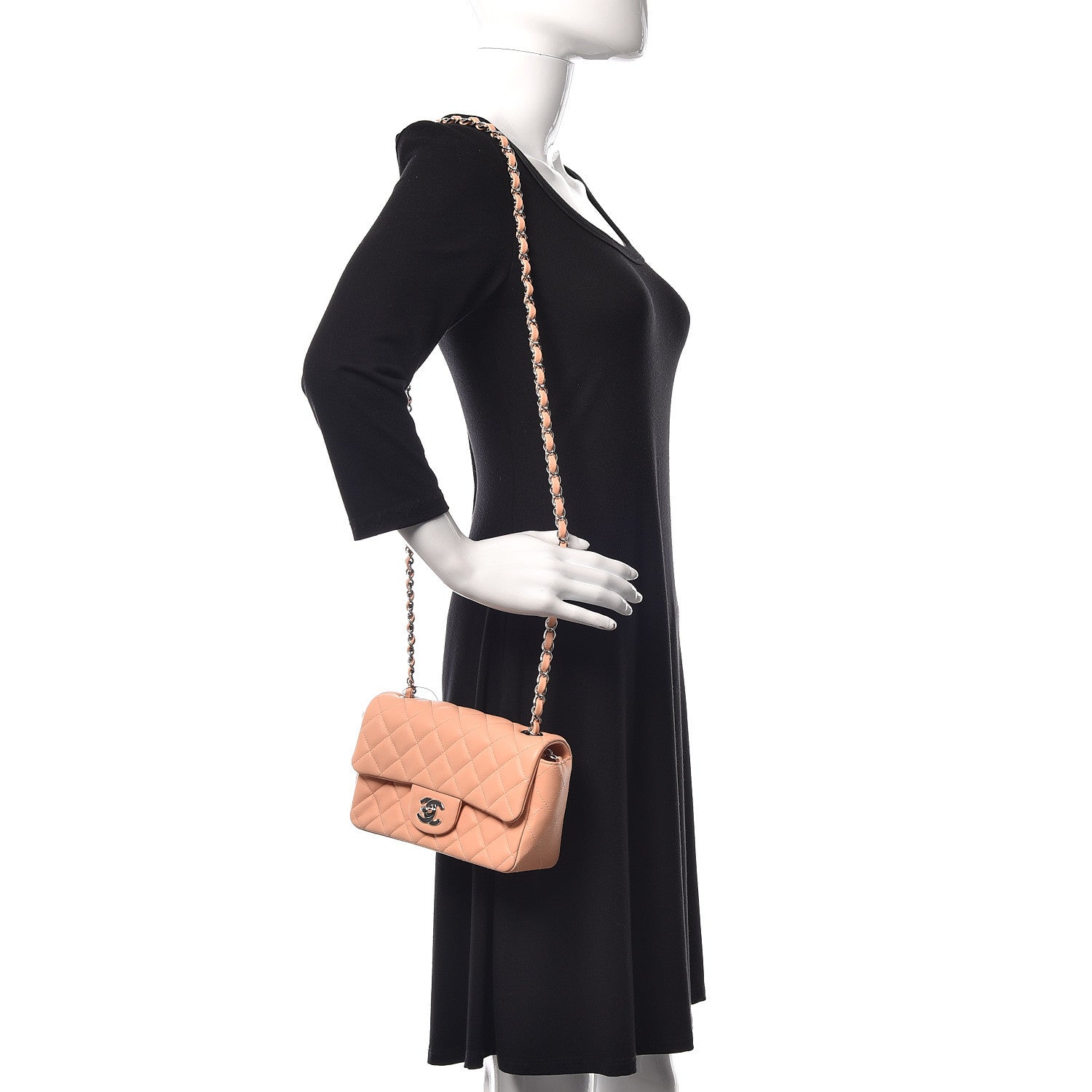 Chanel Lambskin Quilted Mini Rectangular Flap Light Pink 2 of 14