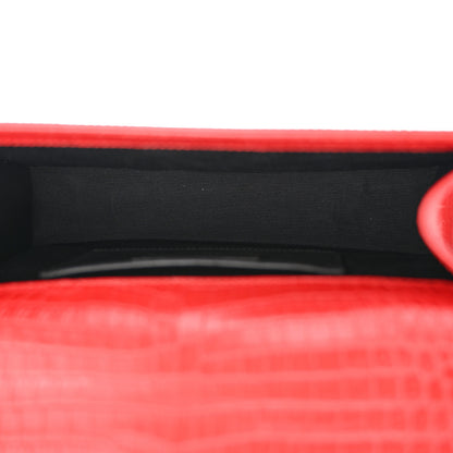 Saint Laurent Calfskin Crocodile Embossed Medium Classic Monogram Kate Tassel Satchel New Red 5 of 11