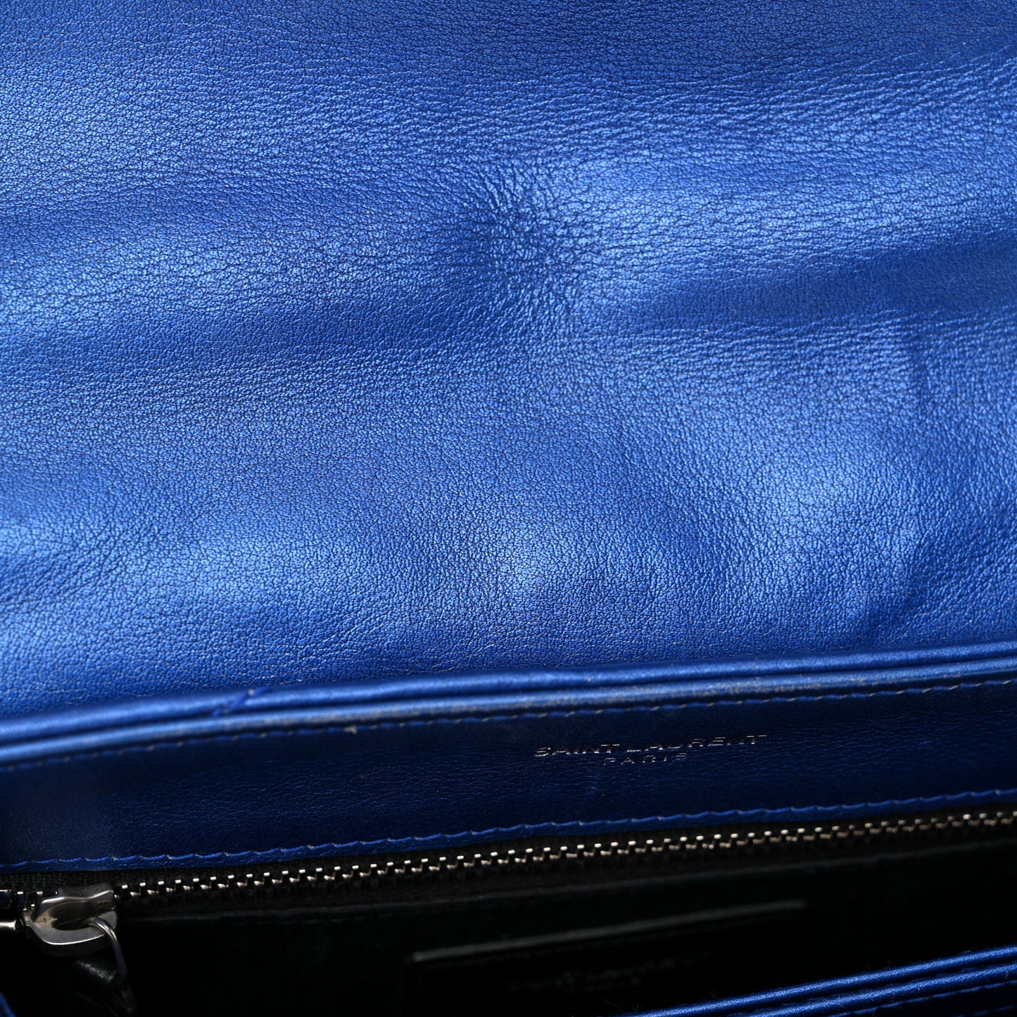 Metallic Calfskin Y Quilted Monogram Toy Loulou Crossbody Bag Blue Royal