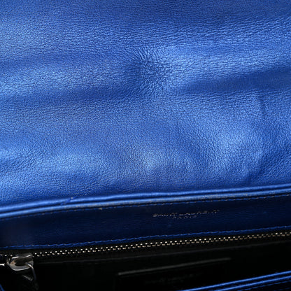 Saint Laurent Metallic Calfskin Y Quilted Monogram Toy Loulou Crossbody Bag Blue Royal 12 of 14