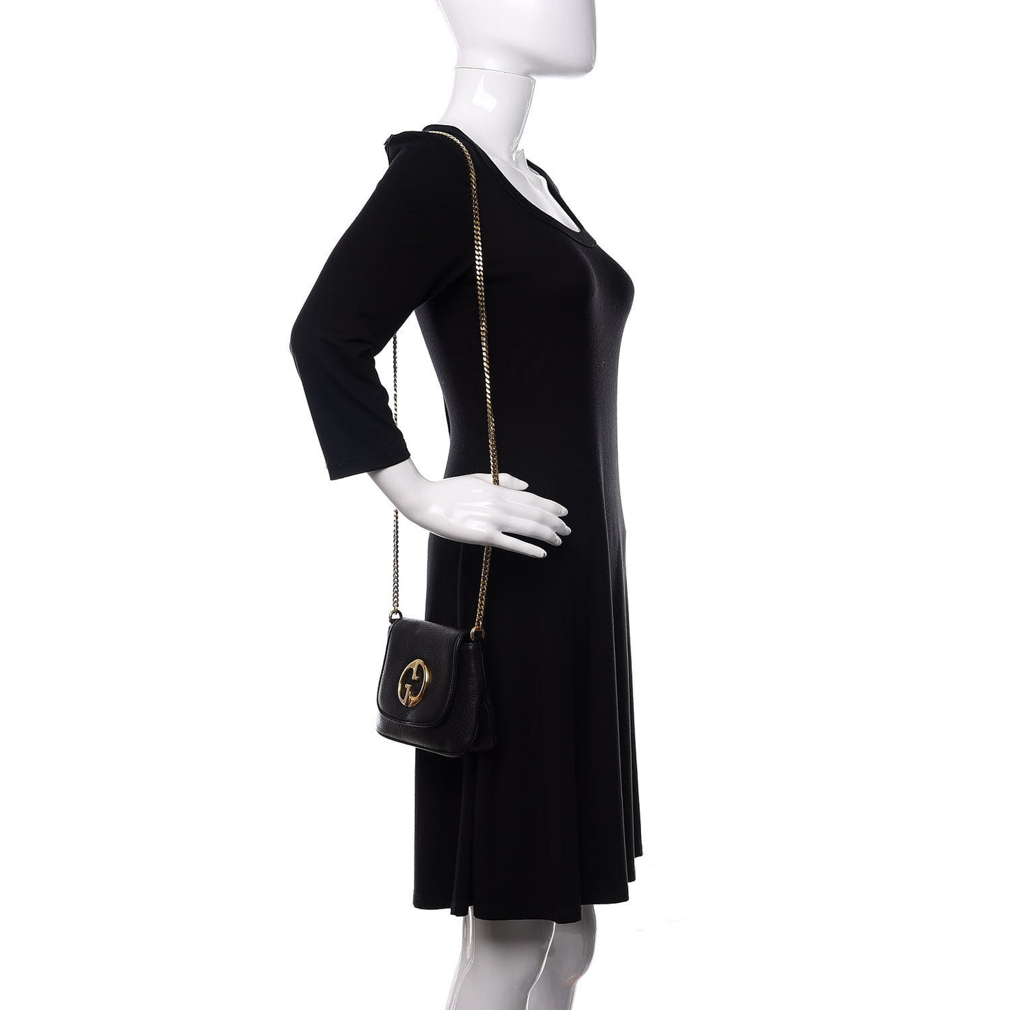 Pebbled Calfskin Small 1973 Chain Shoulder Bag Black
