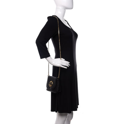 Gucci Pebbled Calfskin Small 1973 Chain Shoulder Bag Black 1 of 12
