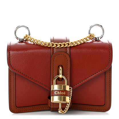 Chloe Shiny Goatskin Calfskin Mini Aby Chain Shoulder Bag Sepia Brown 1 of 9