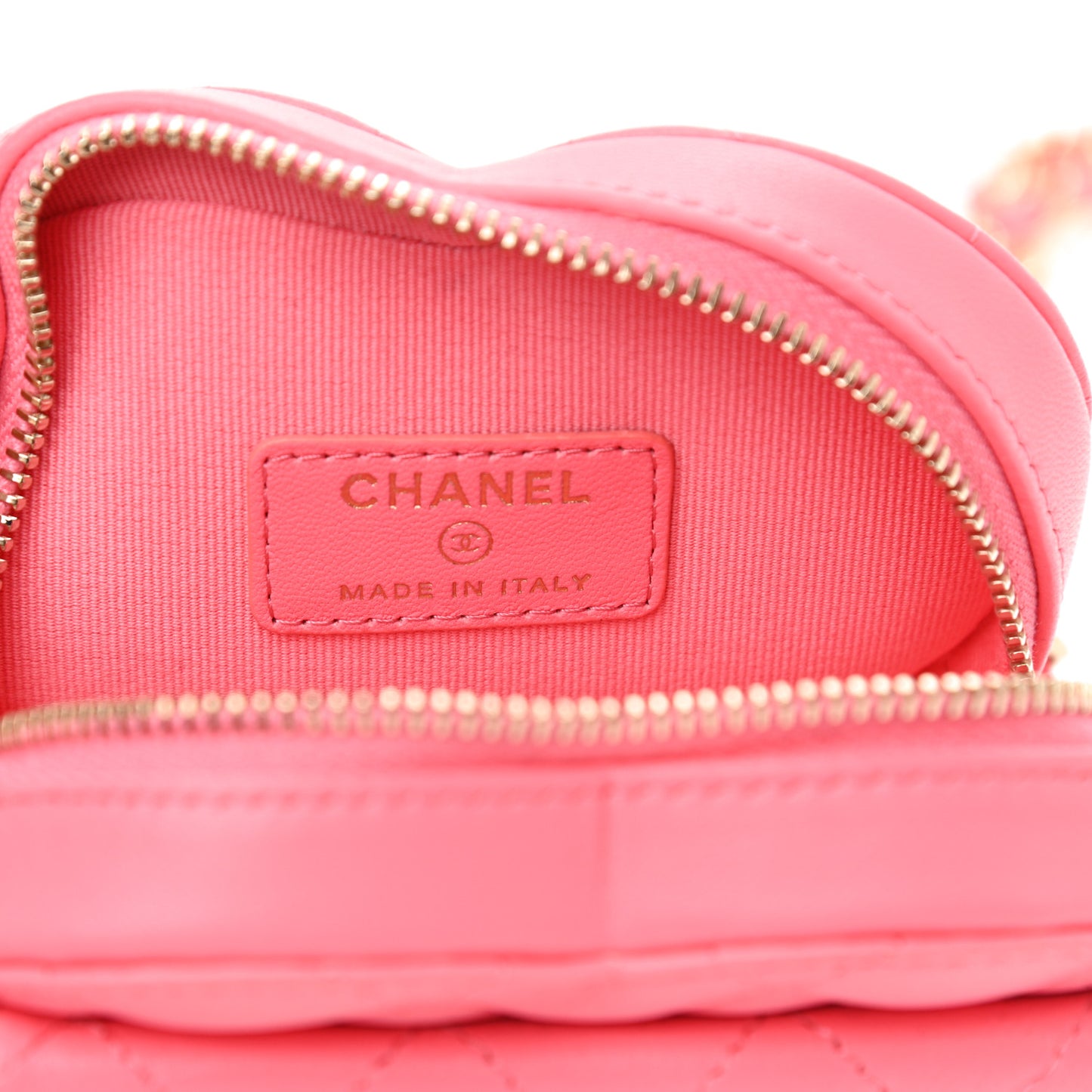 Lambskin Quilted CC In Love Heart Waist Belt Bag With Chain Pink