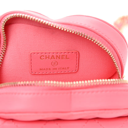 Chanel Lambskin Quilted CC In Love Heart Waist Belt Bag With Chain Pink 6 of 7