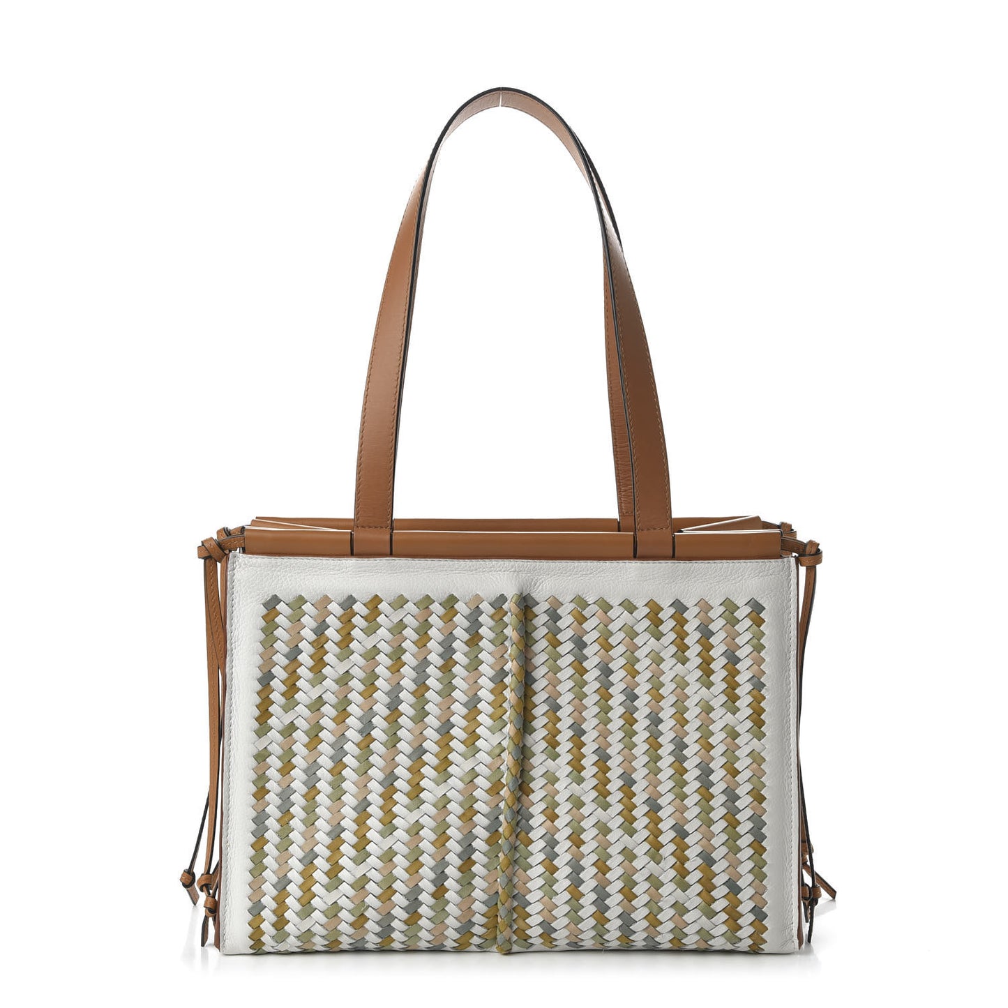 Calfskin Woven Small Cushion Tote Multicolor