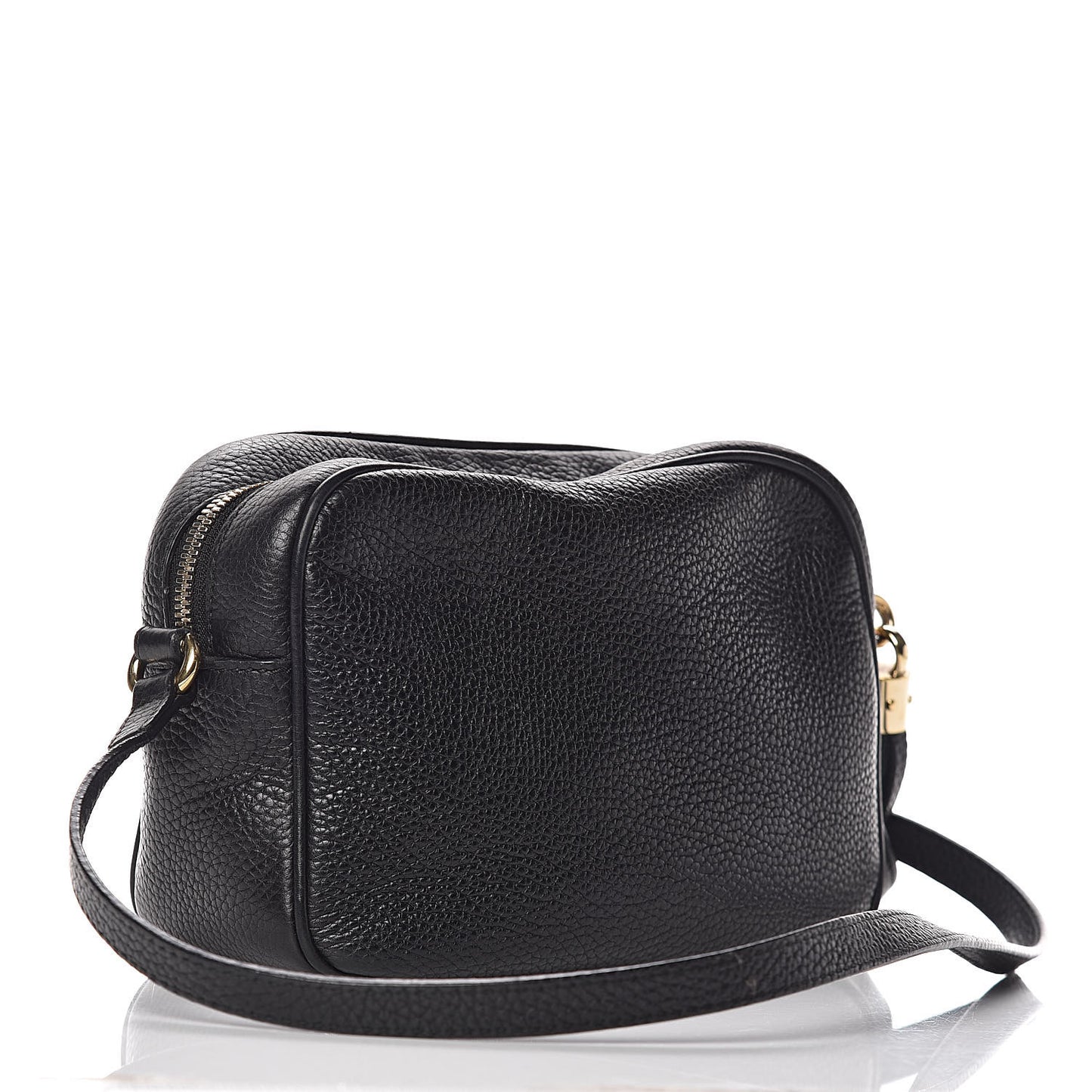 Pebbled Calfskin Small Soho Disco Bag Black