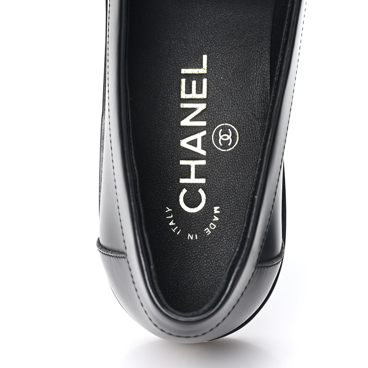 Chanel Calfskin Crystal CC Mocassin Loafers 39 Black 8 of 10
