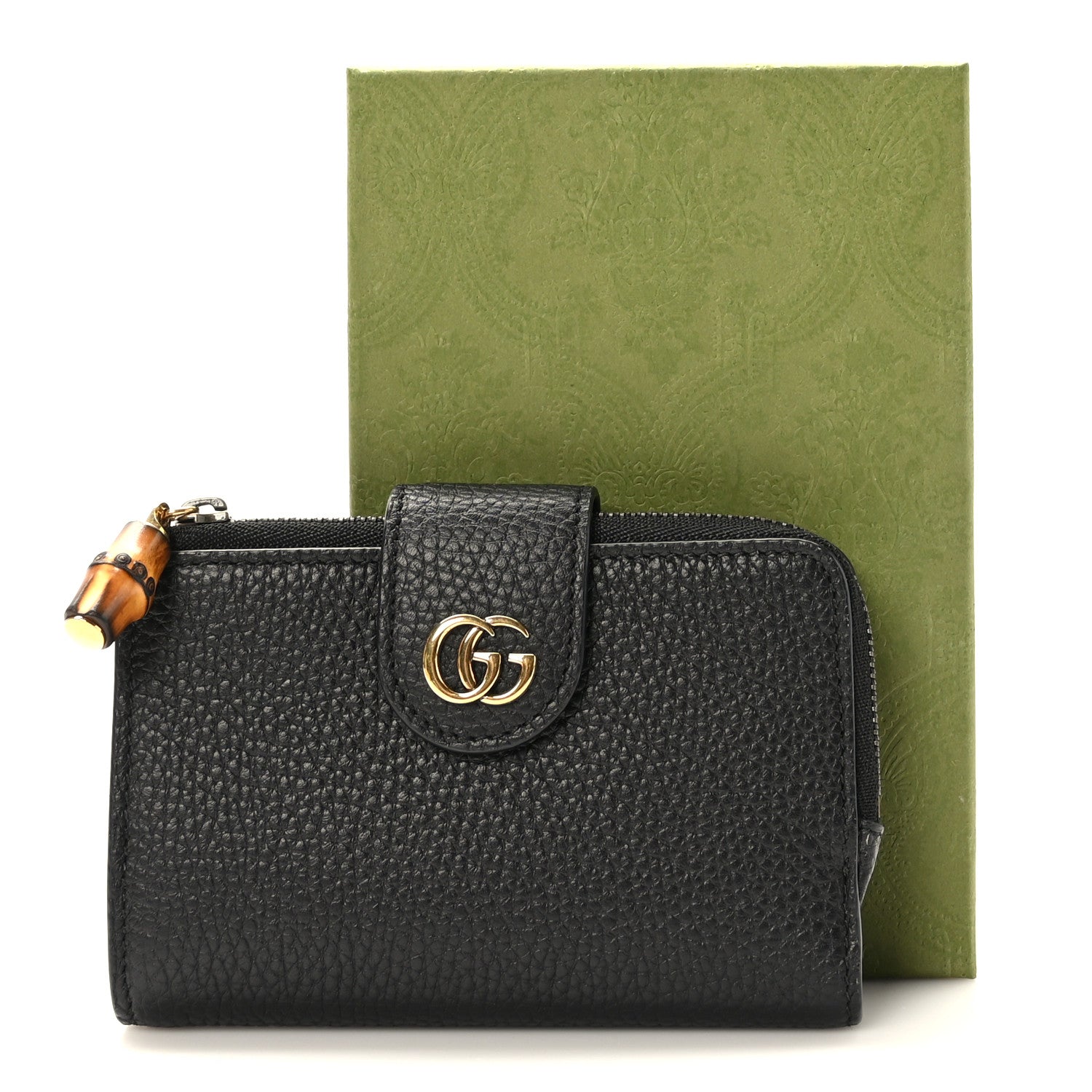 Gucci Piuma Calfskin Medium Bamboo Double G Wallet Black 3 of 8