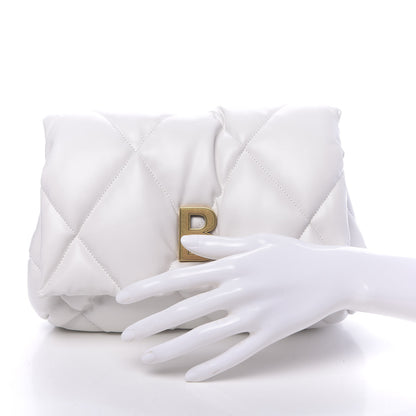 Balenciaga Nappa Calfskin Quilted Touch B Puffy Clutch White 2 of 9