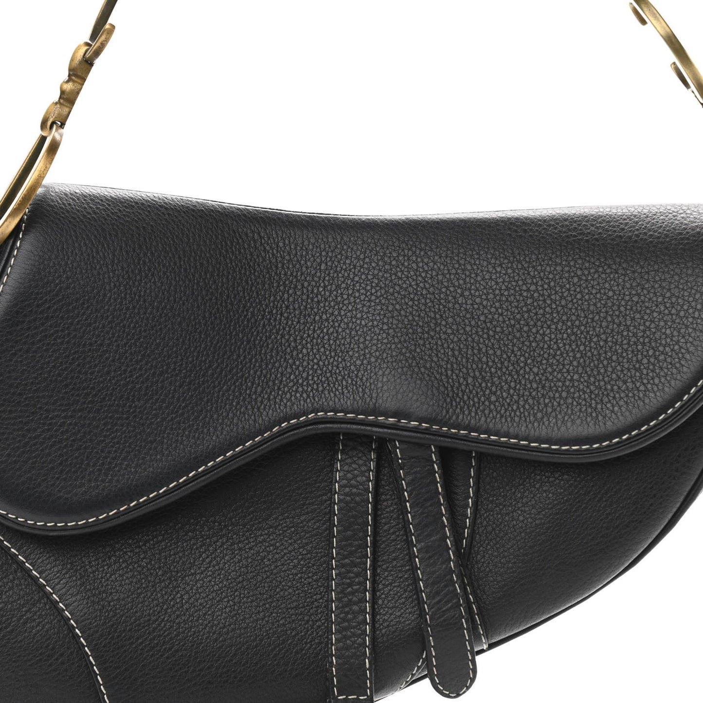 Grained Calfskin Saddle Bag Black