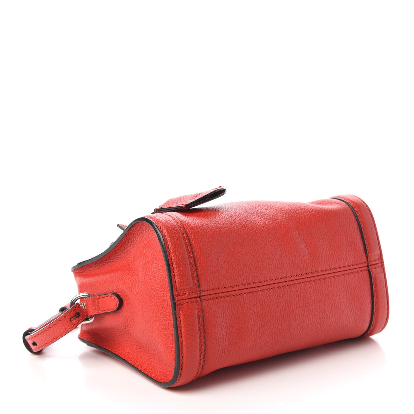 Pebbled Calfskin Mini Padlock Tote Red