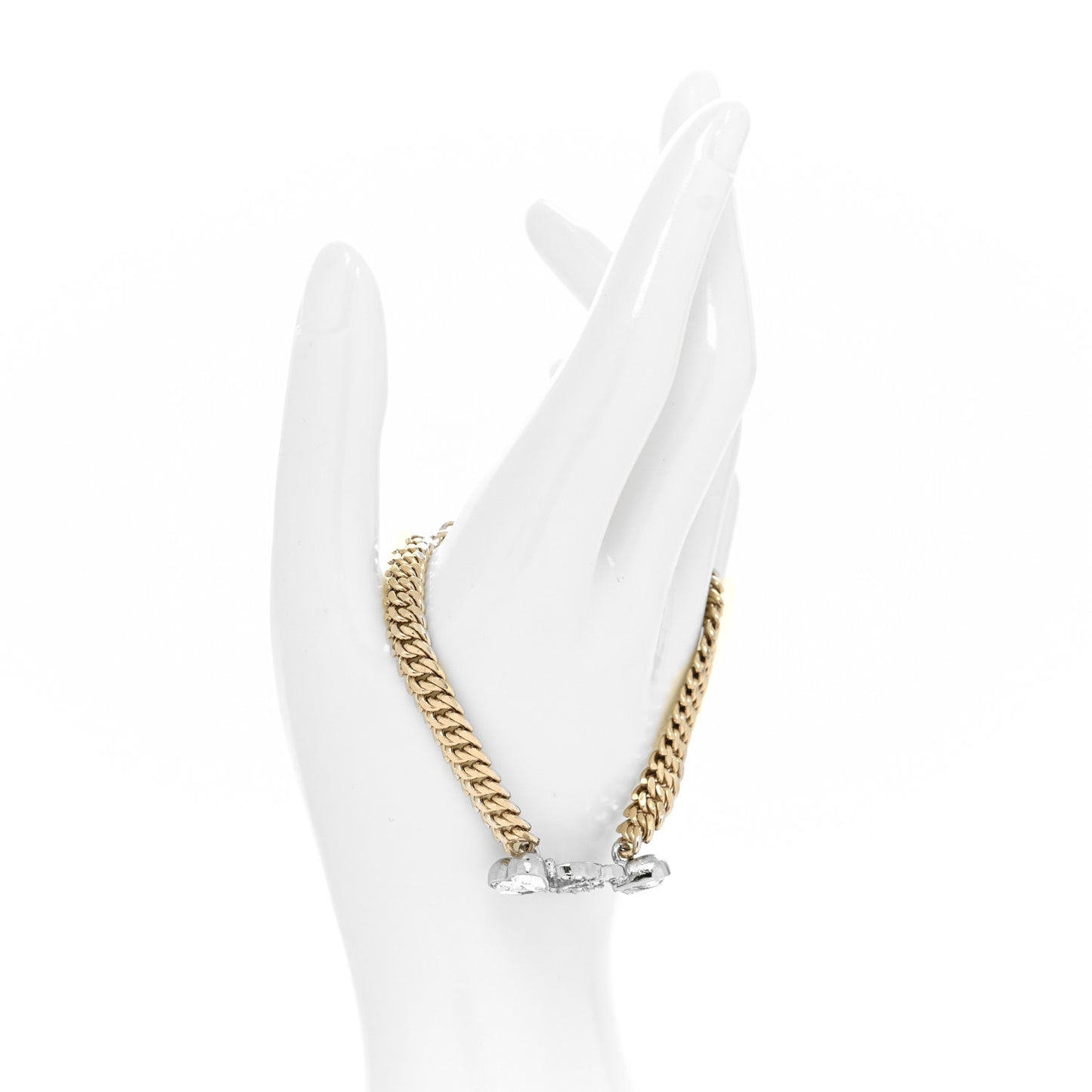 Crystal CC Heart Chain Bracelet Gold