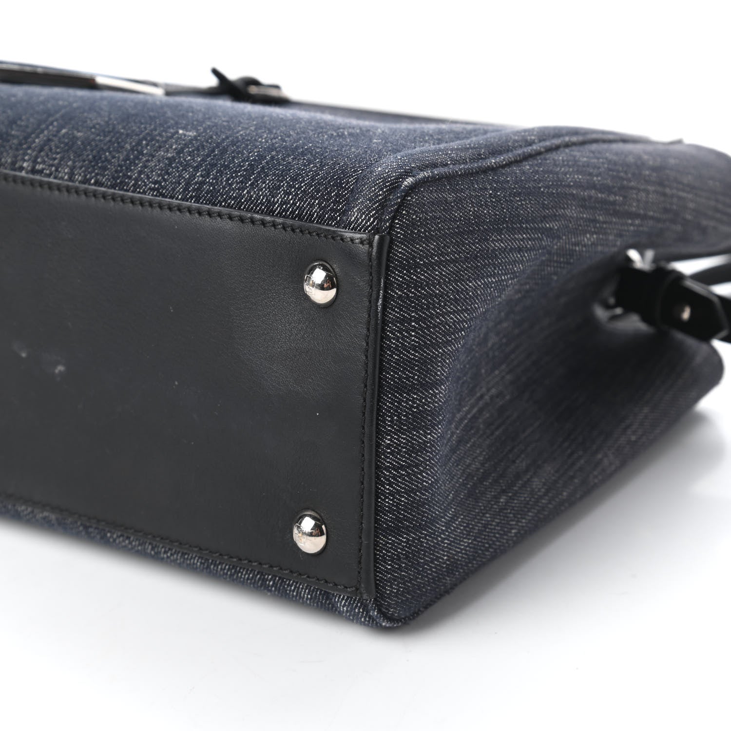 Fendi Denim Petite 2Jours Tote Blue Black 7 of 10