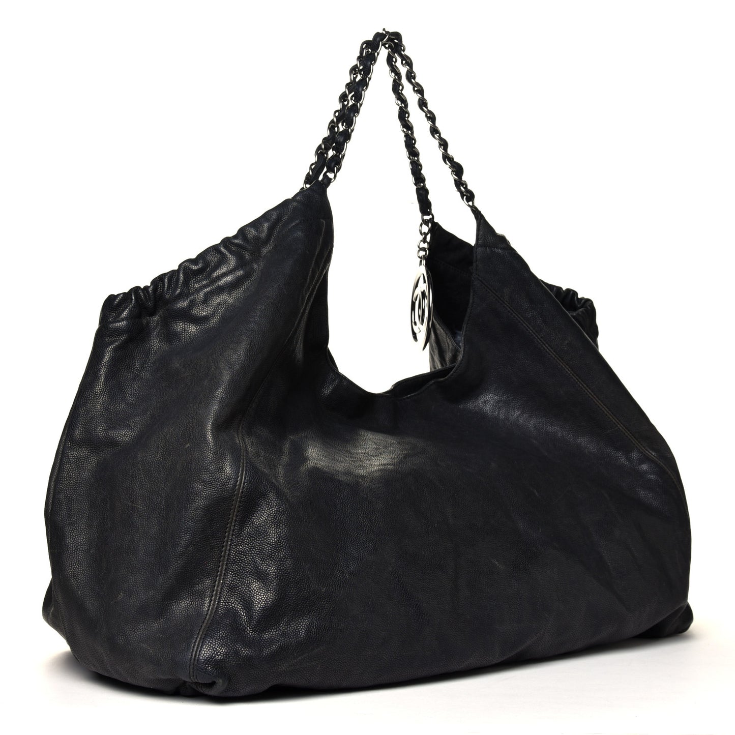 Distressed Caviar XL Coco Cabas Black