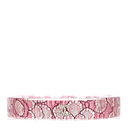 Chanel Resin Lace Crystal CC Bangle Transparent Pink 3 of 4
