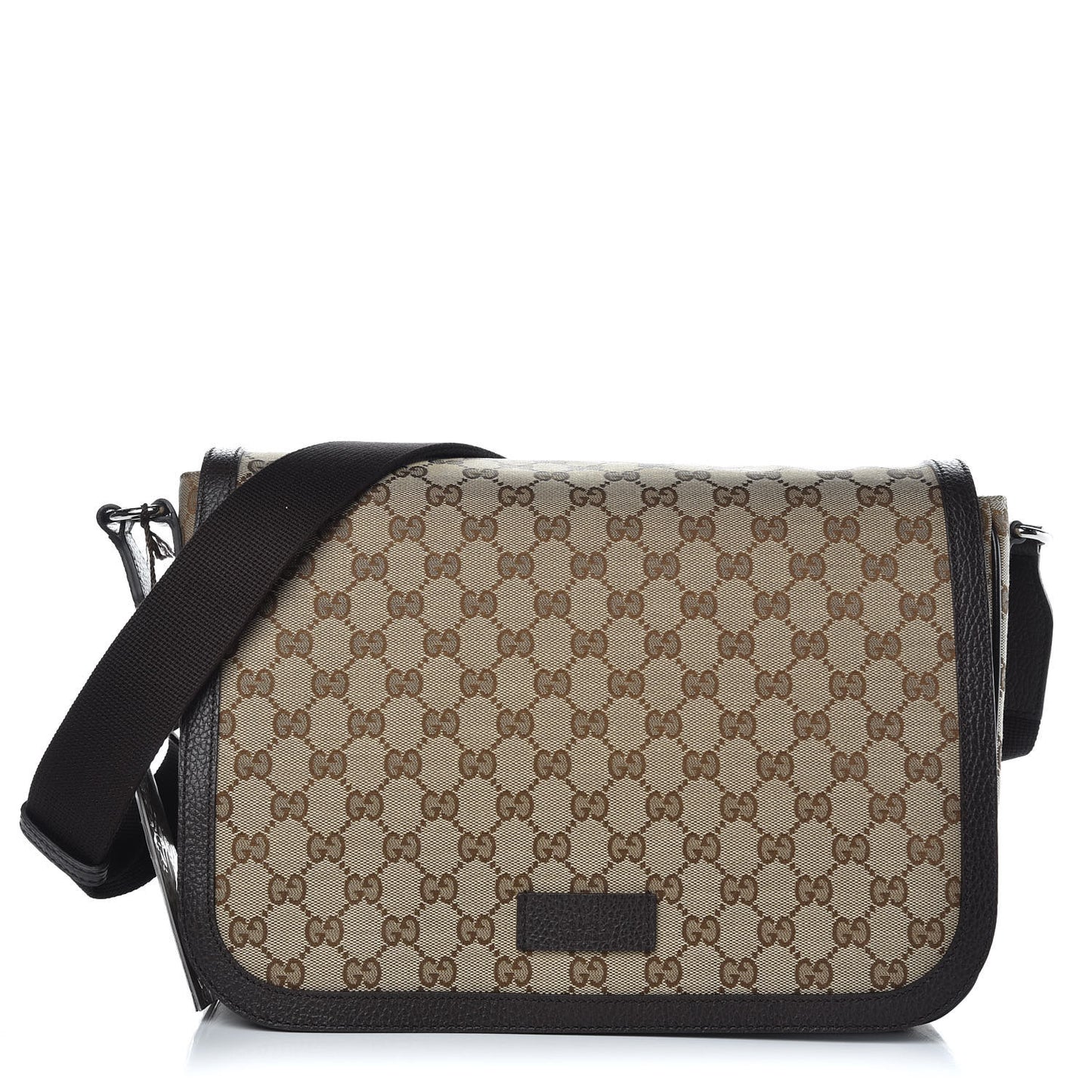 Monogram Large Flap Messenger Bag Beige Dark Brown