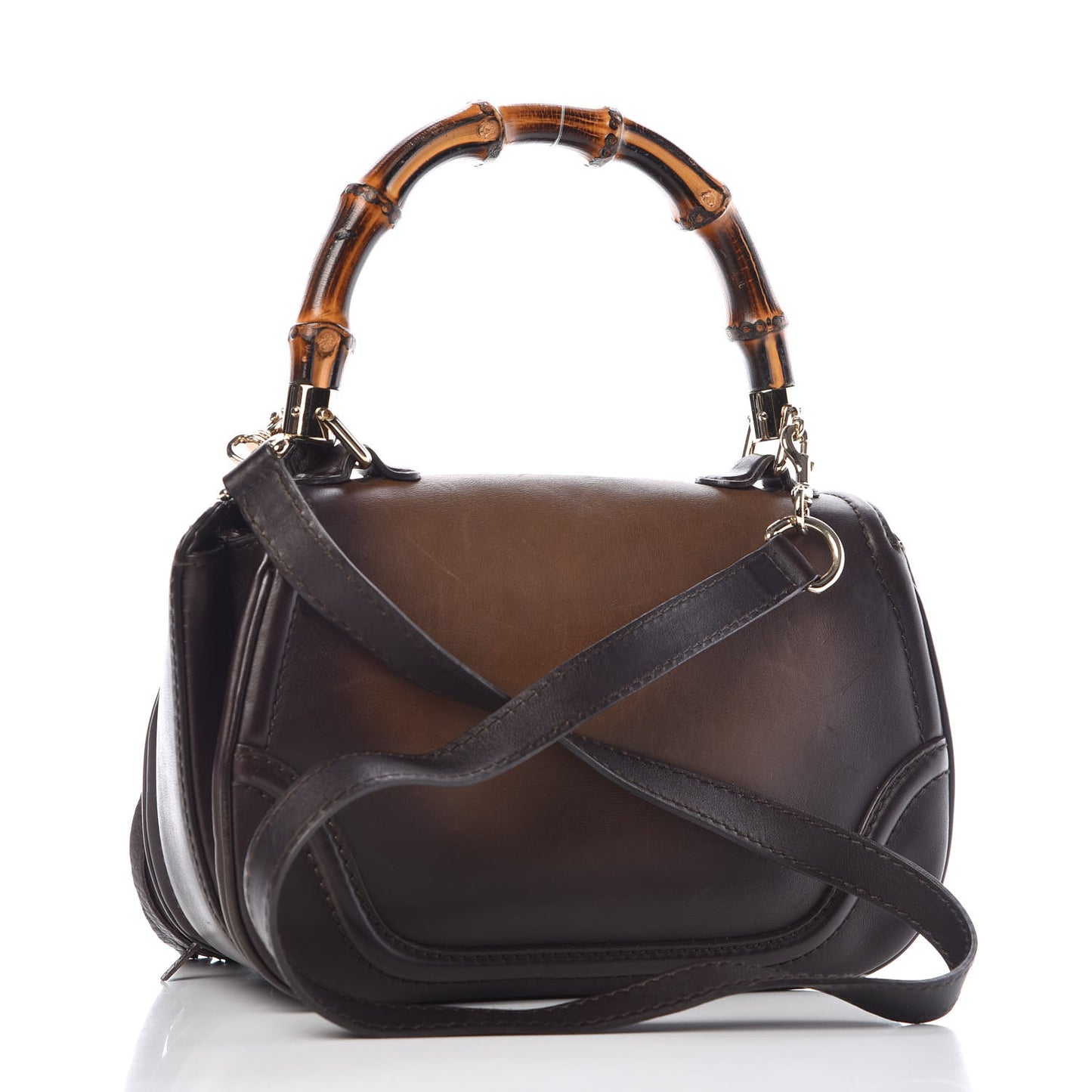 Saddle Soft Calfskin Sfumato Small New Bamboo Top Handle Bag Winter Leaf