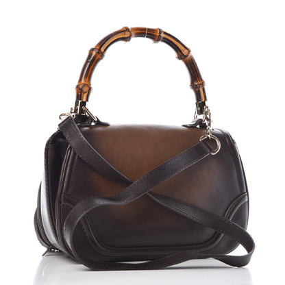 Gucci Saddle Soft Calfskin Sfumato Small New Bamboo Top Handle Bag Winter Leaf 4 of 14