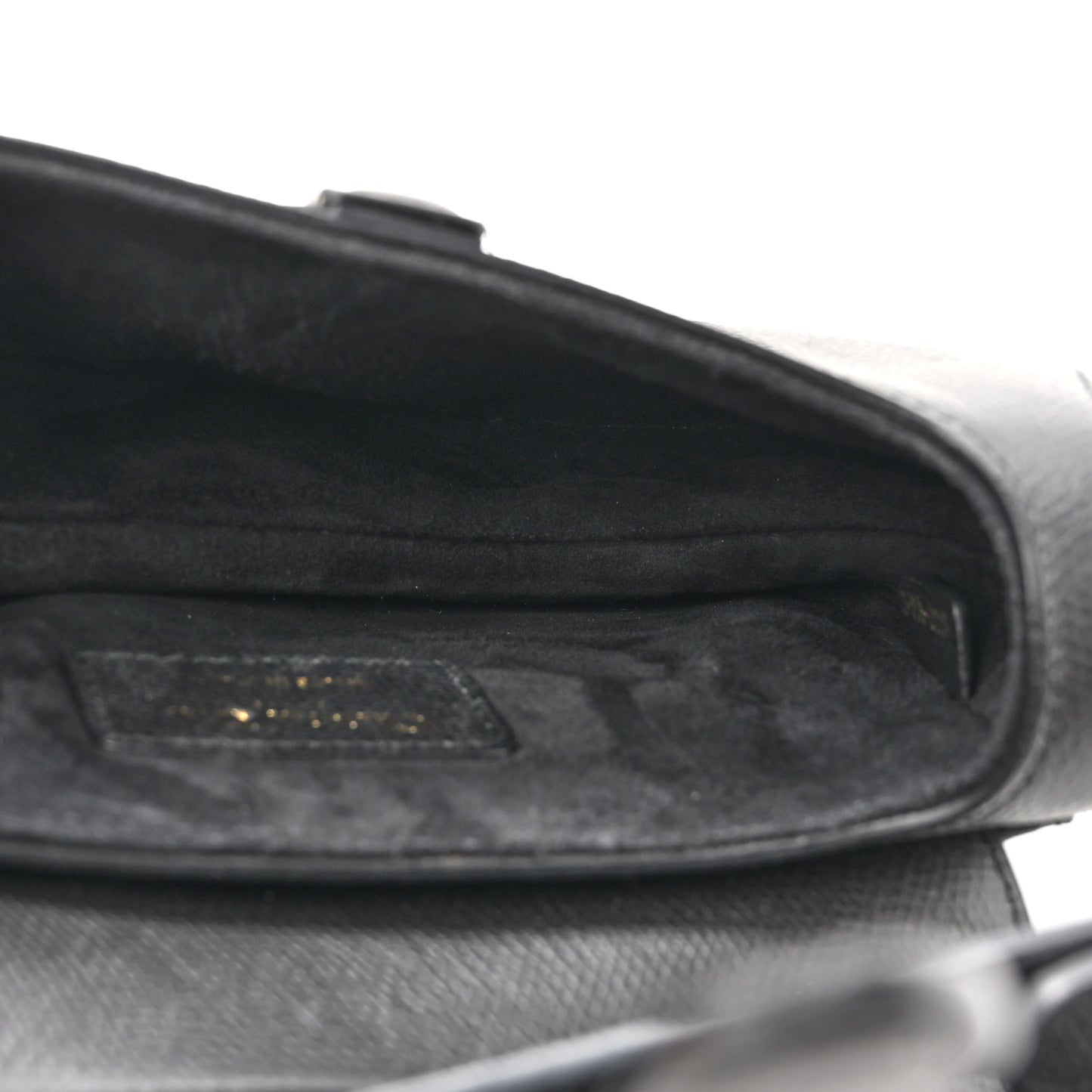 Grained Calfskin Mini Saddle Bag With Strap Black