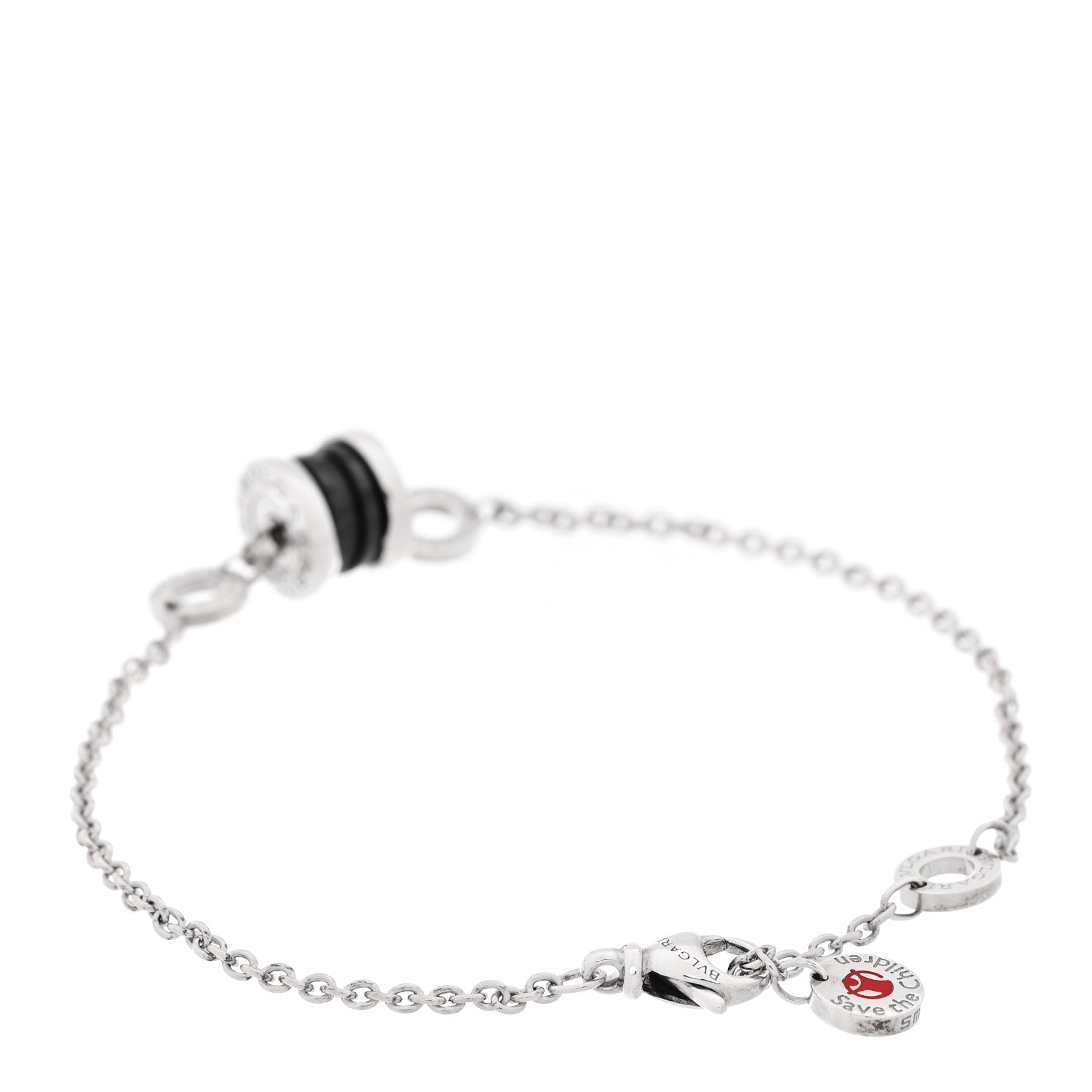 Bulgari Sterling Silver Black Ceramic Save the Children Bracelet 2 of 4