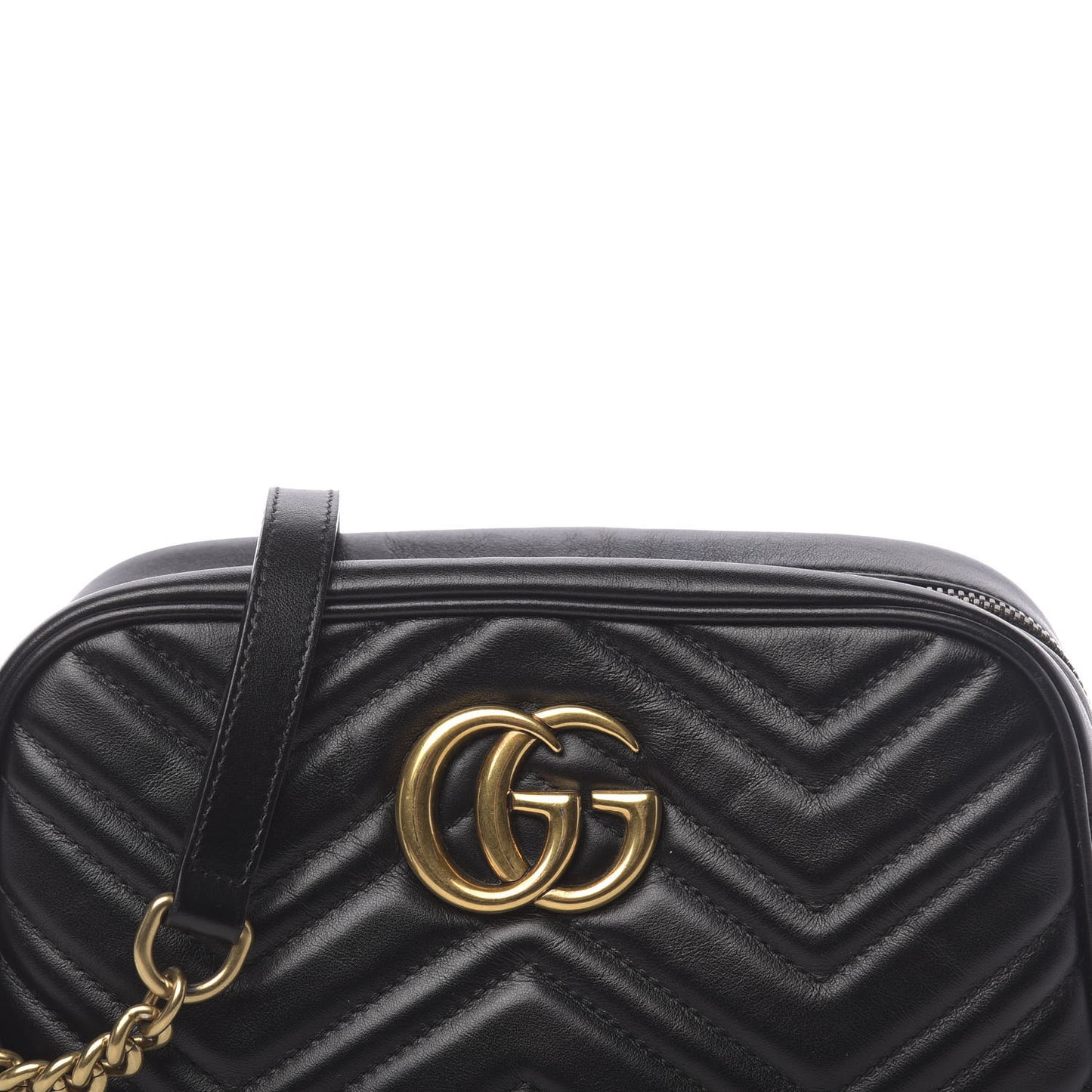 Calfskin Matelasse Small GG Marmont Chain Shoulder Bag Black