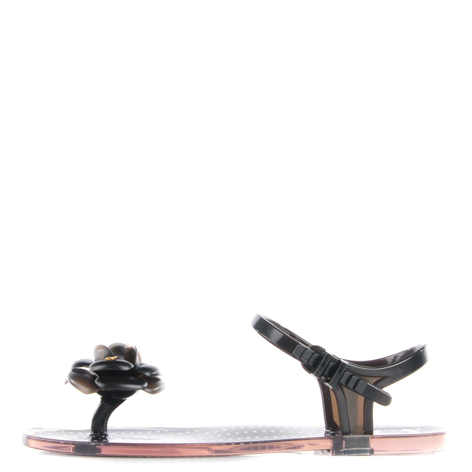 Chanel Jelly Camellia Thong Sandals 36 Black 1 of 7
