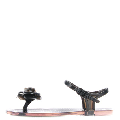 Chanel Jelly Camellia Thong Sandals 36 Black 1 of 7