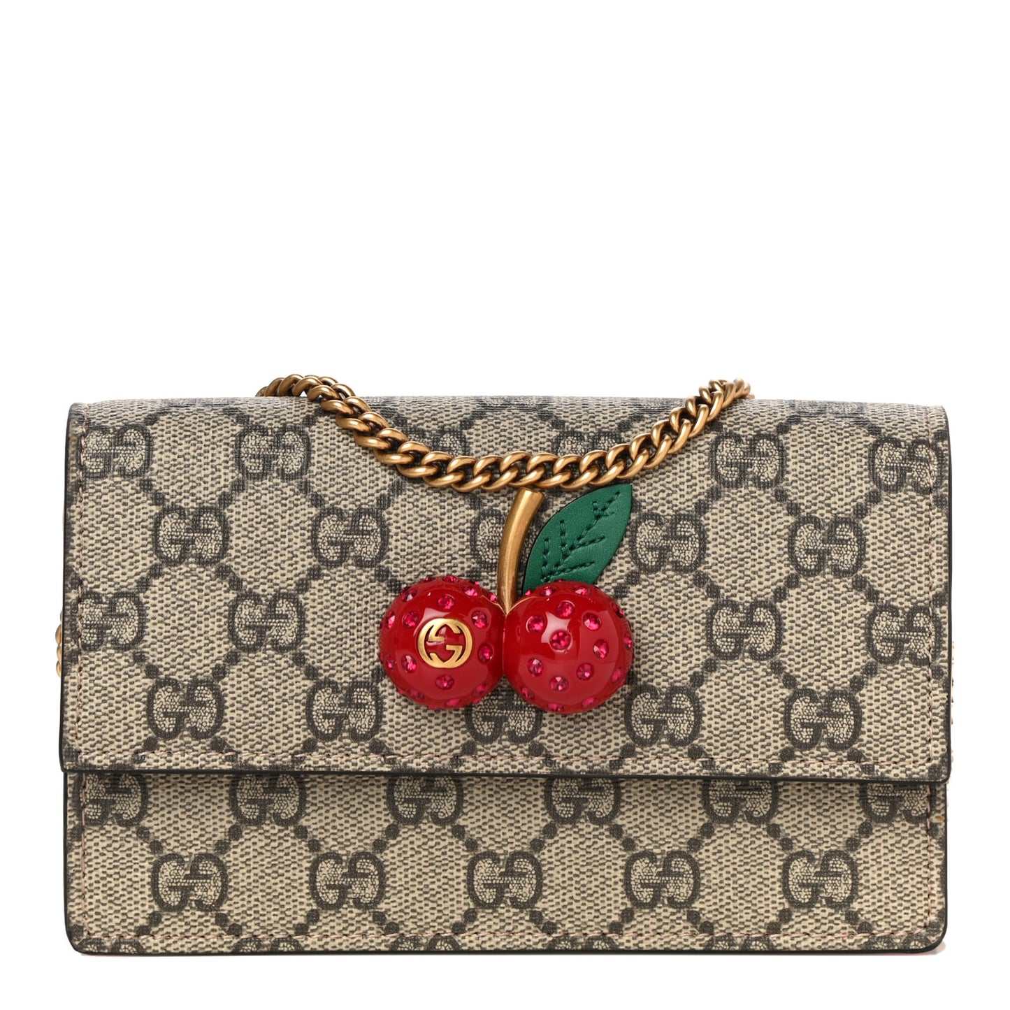 GG Supreme Monogram Mini Cherry Chain Bag