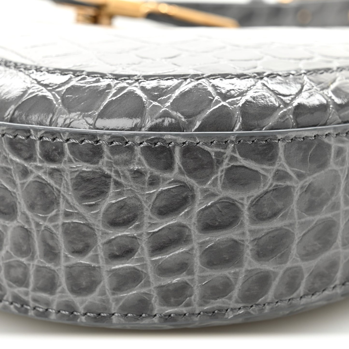 Calfskin Crocodile Embossed Large Greca Goddess Bag Charcoal