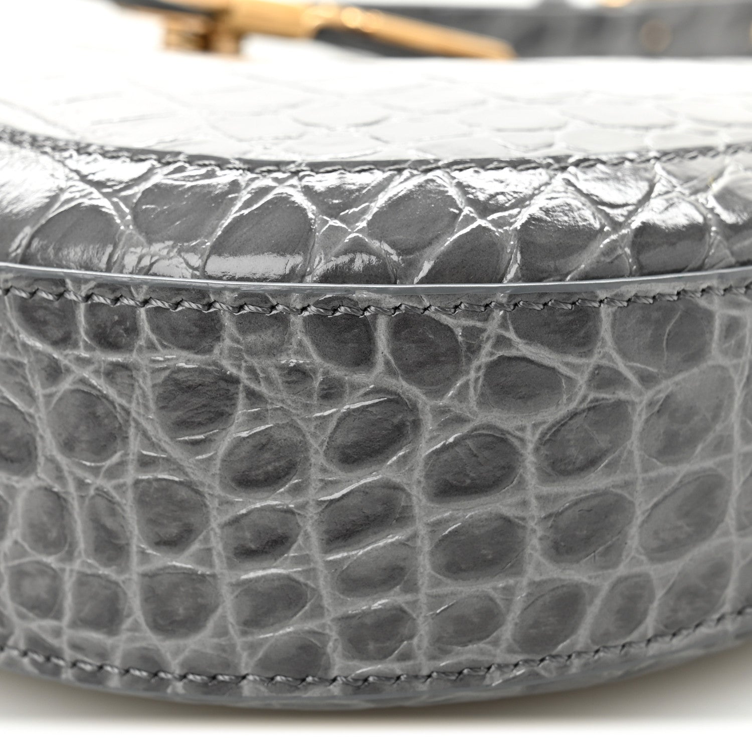 Versace Calfskin Crocodile Embossed Large Greca Goddess Bag Charcoal 9 of 10
