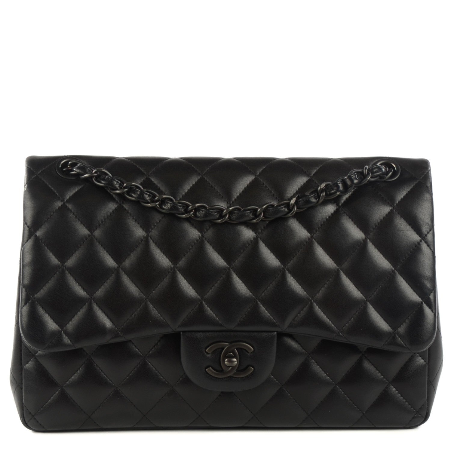 Chanel Lambskin Quilted Jumbo Double Flap So Black 1 of 8